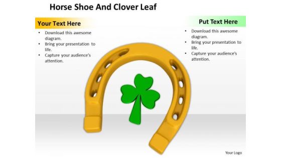 Stock Photo Horse Shoe And Clover Leaf PowerPoint Template Stock Photo Horse Shoe And Clover Leaf PowerPoint Template