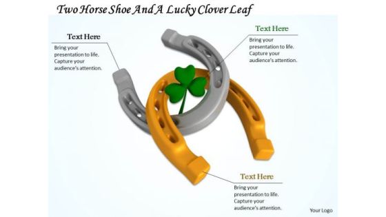 Stock Photo Horse Shoe With Lucky Clover Leaf Pwerpoint Slide Stock Photo Horse Shoe With Lucky Clover Leaf Pwerpoint Slide