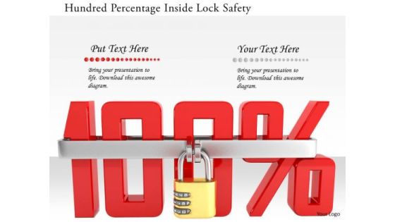 Stock Photo Hundred Percentage Inside Lock Safety PowerPoint Slide Stock Photo Hundred Percentage Inside Lock Safety PowerPoint Slide