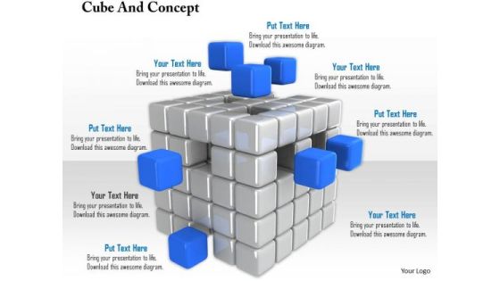 Stock Photo Illustration Of Blue Cubes Flying Out PowerPoint Slide