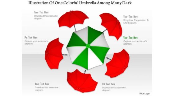Stock Photo Illustration Of Colorful Umbrellas PowerPoint Slide