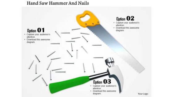 Stock Photo Illustration Of Handsaw Hammer And Nails PowerPoint Slide Stock Photo Illustration Of Handsaw Hammer And Nails PowerPoint Slide
