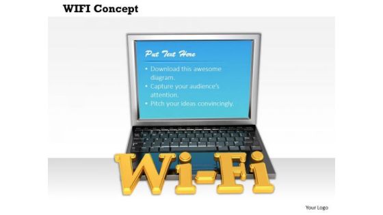 Stock Photo Illustration Of Laptop With Wi Fi Text Pwerpoint Slide Stock Photo Illustration Of Laptop With Wi Fi Text Pwerpoint Slide
