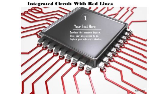 Stock Photo Integrated Circuit With Red Lines PowerPoint Slide Stock Photo Integrated Circuit With Red Lines PowerPoint Slide
