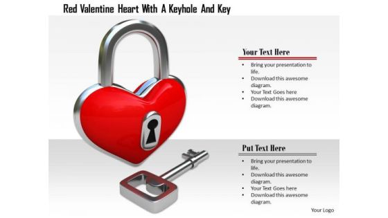 Stock Photo Key With Red Heart Shaped Lock PowerPoint Slide