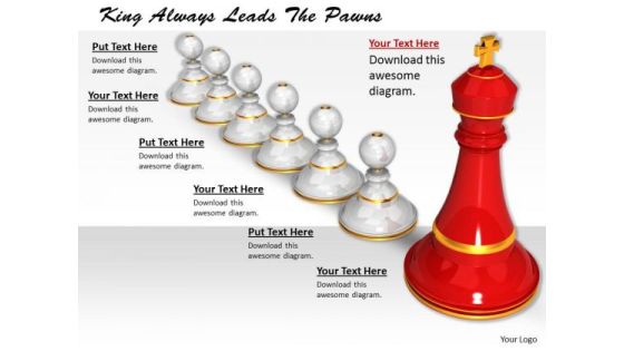 Stock Photo King Always Leads The Pawns PowerPoint Template Stock Photo King Always Leads The Pawns PowerPoint Template
