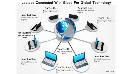 Stock Photo Laptops Connected With Globe For Global Technology Image Graphics For PowerPoint Slide Stock Photo Laptops Connected With Globe For Global Technology Image Graphics For PowerPoint Slide