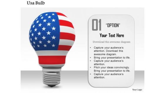 Stock Photo Light Bulb In American Flag Colors PowerPoint Slide
