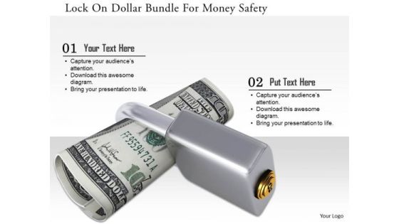 Stock Photo Lock On Dollar Bundle For Money Safety PowerPoint Slide Stock Photo Lock On Dollar Bundle For Money Safety PowerPoint Slide