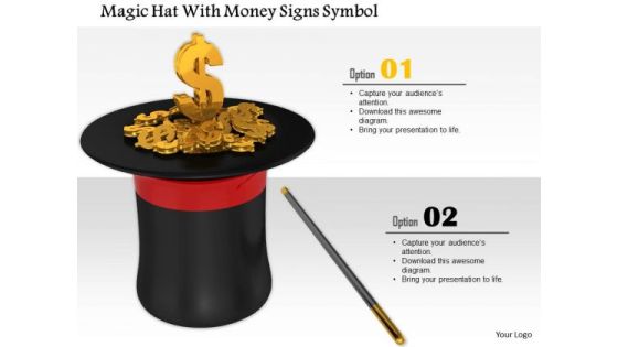 Stock Photo Magic Hat With Gold Coins PowerPoint Slide Stock Photo Magic Hat With Gold Coins PowerPoint Slide