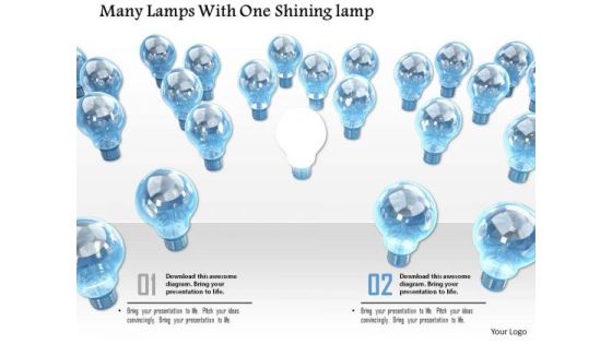 Stock Photo Many Lamps With One Shining PowerPoint Slide