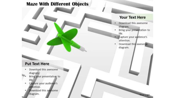 Stock Photo Maze With Green Dart Pin PowerPoint Slide