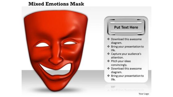 Stock Photo Mixed Emotions Red Color Mask PowerPoint Slide Stock Photo Mixed Emotions Red Color Mask PowerPoint Slide