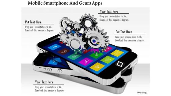 Stock Photo Mobile Smartphone And Gears Apps PowerPoint Slide Stock Photo Mobile Smartphone And Gears Apps PowerPoint Slide
