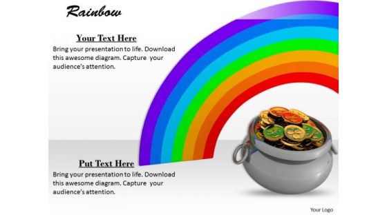 Stock Photo Money Pot With Rainbow In Background PowerPoint Slide Stock Photo Money Pot With Rainbow In Background PowerPoint Slide