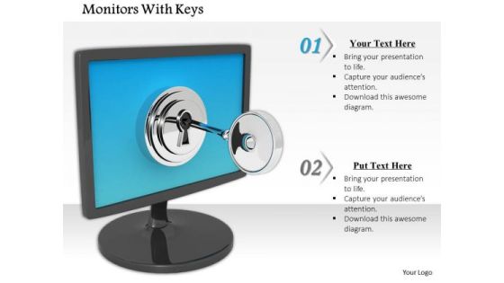 Stock Photo Monitor With Lock And Key Security PowerPoint Slide Stock Photo Monitor With Lock And Key Security PowerPoint Slide