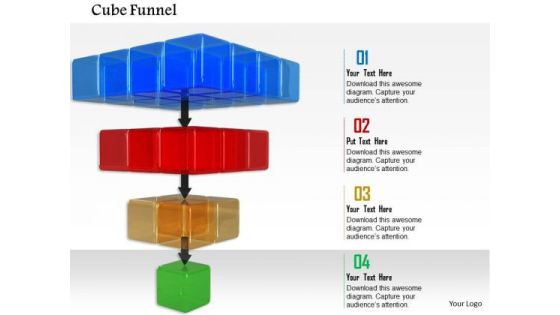 Stock Photo Multicolored Cubes In Series For Funnel Process PowerPoint Slide Stock Photo Multicolored Cubes In Series For Funnel Process PowerPoint Slide
