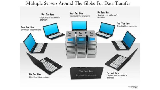 Stock Photo Multiple Servers Around The Globe For Data Transfer PowerPoint Slide Stock Photo Multiple Servers Around The Globe For Data Transfer PowerPoint Slide