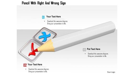Stock Photo Pencil With Right And Wrong Sign PowerPoint Slide Stock Photo Pencil With Right And Wrong Sign PowerPoint Slide
