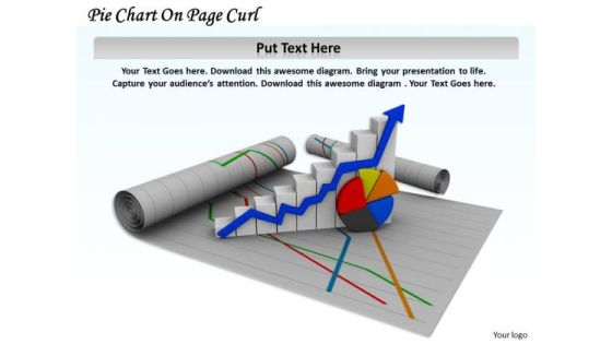 Stock Photo Pie Chart On Page Curl Arrow PowerPoint Slide Stock Photo Pie Chart On Page Curl Arrow PowerPoint Slide