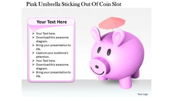 Stock Photo Pink Piggy Bank Under Umbrella PowerPoint Slide Stock Photo Pink Piggy Bank Under Umbrella PowerPoint Slide