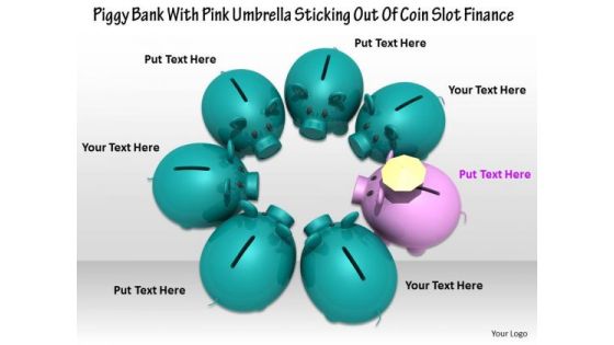 Stock Photo Pink Unique Piggy In Green Piggy Banks PowerPoint Slide Stock Photo Pink Unique Piggy In Green Piggy Banks PowerPoint Slide