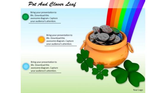 Stock Photo Pot And Clover Leaf With Rainbow PowerPoint Slide Stock Photo Pot And Clover Leaf With Rainbow PowerPoint Slide