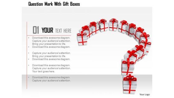 Stock Photo Question Mark With Gift Boxes Image Graphics For PowerPoint Slide Stock Photo Question Mark With Gift Boxes Image Graphics For PowerPoint Slide