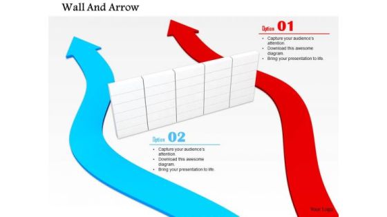 Stock Photo Red And Blue Arrow Passing Besides The Wall PowerPoint Slide Stock Photo Red And Blue Arrow Passing Besides The Wall PowerPoint Slide