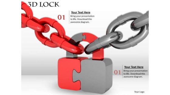 Stock Photo Red And Grey Chains With Puzzle Lock PowerPoint Slide Stock Photo Red And Grey Chains With Puzzle Lock PowerPoint Slide
