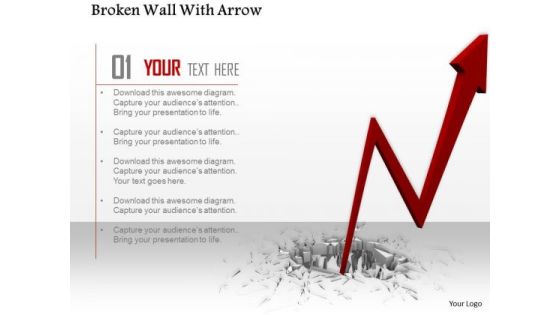 Stock Photo Red Arrow Coming Out From Broken Surface PowerPoint Slide