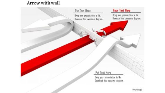 Stock Photo Red Arrow Leading White Arrows Shows Leadership PowerPoint Slide