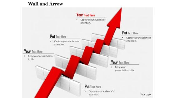 Stock Photo Red Arrow Passing Through Various Hurdles PowerPoint Slide