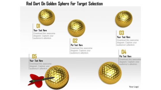 Stock Photo Red Dart On Golden Sphere For Target Selection PowerPoint Slide Stock Photo Red Dart On Golden Sphere For Target Selection PowerPoint Slide