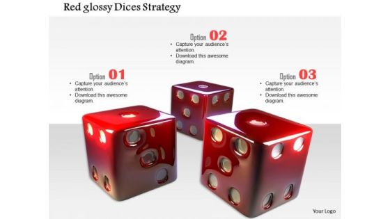 Stock Photo Red Glossy Dices Strategy PowerPoint Slide Stock Photo Red Glossy Dices Strategy PowerPoint Slide
