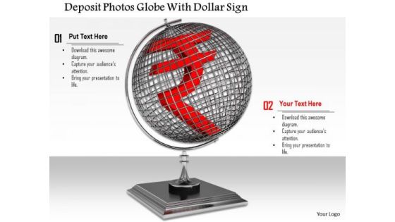 Stock Photo Red Rupee Symbol Over Globe Economy Concept PowerPoint Slide