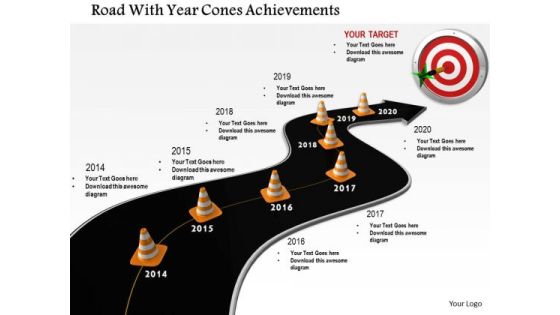 Stock Photo Road With Year Cones Achievements PowerPoint Slide Stock Photo Road With Year Cones Achievements PowerPoint Slide