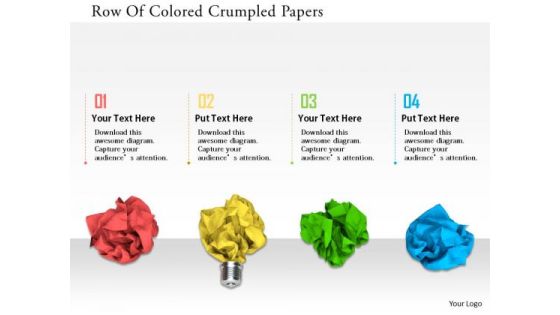 Stock Photo Row Of Colored Crumpled Papers PowerPoint Slide Stock Photo Row Of Colored Crumpled Papers PowerPoint Slide