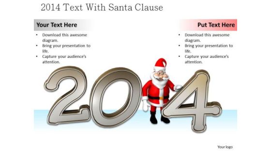 Stock Photo Santa Clause With 2014 Year Text PowerPoint Slide Stock Photo Santa Clause With 2014 Year Text PowerPoint Slide