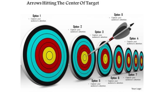 Stock Photo Series Of Darts With Bullseye PowerPoint Slide