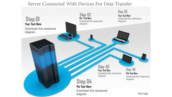 Stock Photo Server Connected With Devices For Data Transfer PowerPoint Slide Stock Photo Server Connected With Devices For Data Transfer PowerPoint Slide
