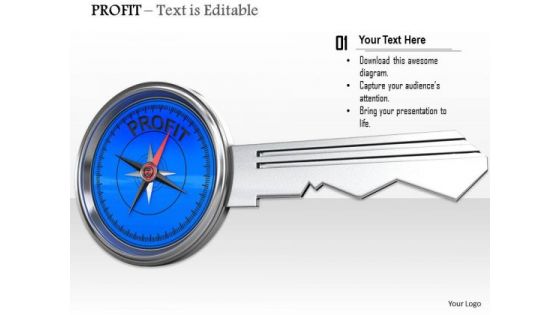Stock Photo Silver And Blue Key Of Profit PowerPoint Slide