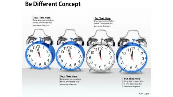 Stock Photo Silver Clocks In Line For Leadership Concept PowerPoint Slide
