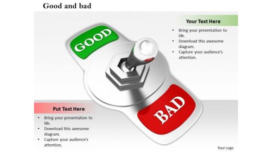 Stock Photo Silver Switch With Good And Bad Words PowerPoint Slide Stock Photo Silver Switch With Good And Bad Words PowerPoint Slide