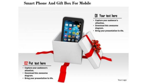 Stock Photo Smart Phone And Gift Box For Mobile PowerPoint Slide Stock Photo Smart Phone And Gift Box For Mobile PowerPoint Slide