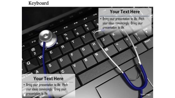 Stock Photo Stethoscope On Keyboard For Medical Diagnosis PowerPoint Slide