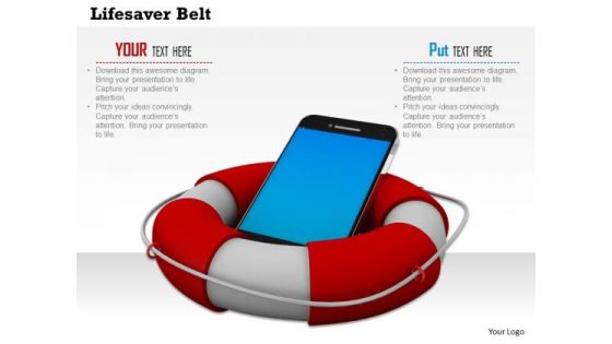 Stock Photo Technology Crisis Concept With Smartphone In Lifesaver PowerPoint Slide Stock Photo Technology Crisis Concept With Smartphone In Lifesaver PowerPoint Slide