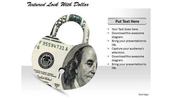 Stock Photo Textured Lock With Us Dollar Pwerpoint Slide