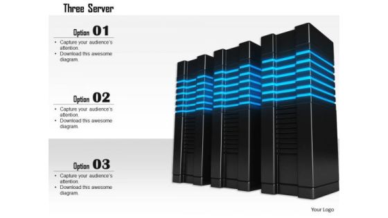 Stock Photo Three Black Servers On White Background PowerPoint Slide Stock Photo Three Black Servers On White Background PowerPoint Slide