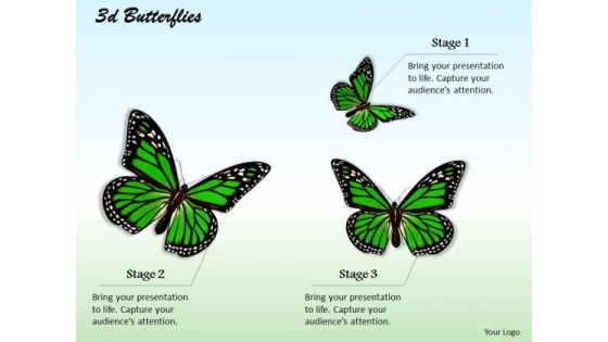 Stock Photo Three Green Butterflies PowerPoint Slide Stock Photo Three Green Butterflies PowerPoint Slide